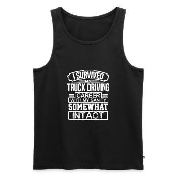 Cadeau de chauffeur de camion J’ai survécu à ma conduite de camion - Débardeur bio Premium Homme - noir - Devant - Michal (187cm)