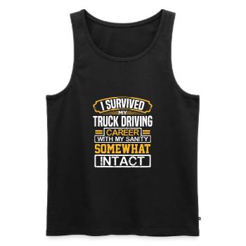 Truck Driver Gift I Survived My Truck Driving - Men's Premium Organic Tank Top - black - Front - Michal (187cm)