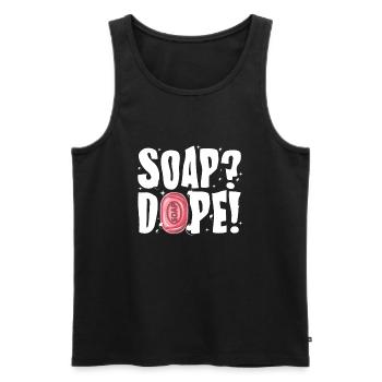 Check out this funny, SOAP !, soap making design - Men's Premium Organic Tank Top - black - Front - AI Model Male 178 light (178cm)