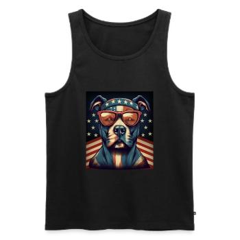 Patriote Pitbull Drapeau américain Pitbull Patriotique - Débardeur bio Premium Homme - noir - Devant - AI Model Male 178 light (178cm)