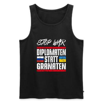 NO WAR - Männer Premium Bio Tank Top - Schwarz - Vorne - Michal (187cm)