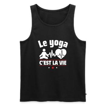 le yoga c est la vie,Yoga,Yogi,Sport - Débardeur bio Premium Homme - noir - Devant - Michal (187cm)