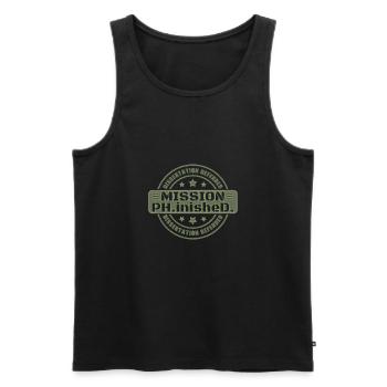 Dissertation Defended Ph.D. Mission beendet Geschenk - Männer Premium Bio Tank Top - Schwarz - Vorne - AI Model Male 178 light (178cm)