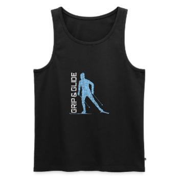 Grip & Glide - Débardeur bio Premium Homme - noir - Devant - AI Model Male 178 light (178cm)