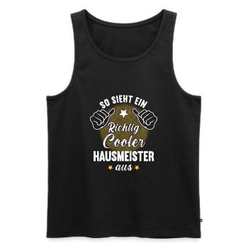 So Sieht Ein Richtig Cooler Hausmeister aus - Männer Premium Bio Tank Top - Schwarz - Vorne - Michal (187cm)