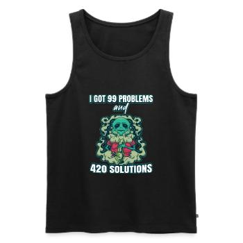 I Got 99 Problems And 420 Solutions Cannabis Weed - Men's Premium Organic Tank Top - black - Front - AI Model Male 178 light (178cm)