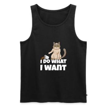 I Do What I Want Funny Cat Coffee Sarcasm - Männer Premium Bio Tank Top - Schwarz - Vorne - AI Model Male 178 light (178cm)