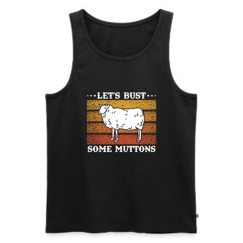 Let's Bust Some Muttons Vintage Sheep Gift - Men's Premium Organic Tank Top - black - Front - AI Model Male 178 light (178cm)