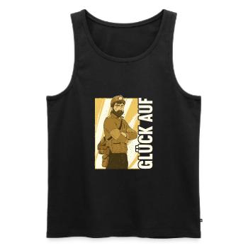Bergbau Sprüche Glück Auf Kohle Bergmann Geschenk - Männer Premium Bio Tank Top - Schwarz - Vorne - Michal (187cm)