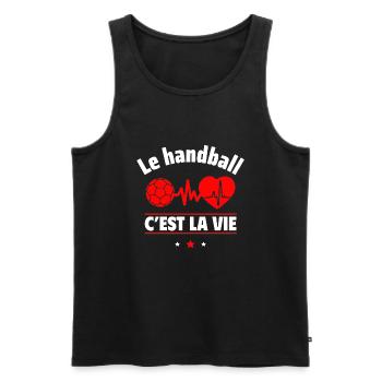 le handball est la vie,Handball,Handballeur,Sport - Débardeur bio Premium Homme - noir - Devant - Michal (187cm)