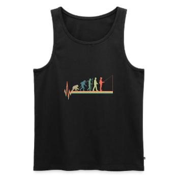 Evolution fishing heartbeat retro vintage - Männer Premium Bio Tank Top - Schwarz - Vorne - AI Model Male 178 light (178cm)