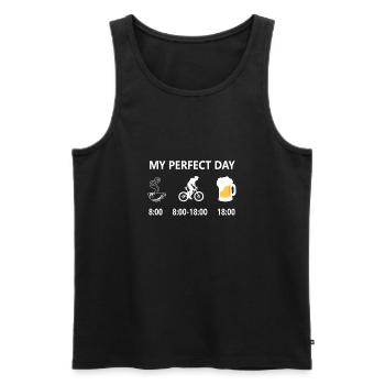 My perfect Day - Kaffee - Radfahren - Bier trinken - Männer Premium Bio Tank Top - Schwarz - Vorne - Michal (187cm)