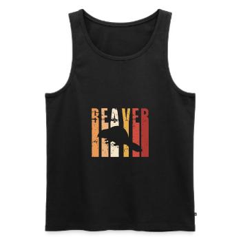 Retro Vintage Beaver Bieber Gift - Men's Premium Organic Tank Top - black - Front - AI Model Male 178 light (178cm)