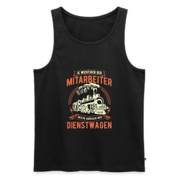 Je wichtiger der Mitarbeiter desto größer der Zug - Männer Premium Bio Tank Top - Schwarz - Vorne - AI Model Male 178 light (178cm)