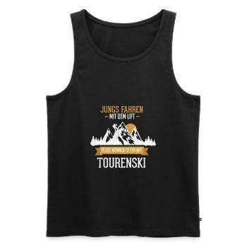 Jungs fahren mit dem Lift - echte Männer Tourenski - Männer Premium Bio Tank Top - Schwarz - Vorne - Michal (187cm)