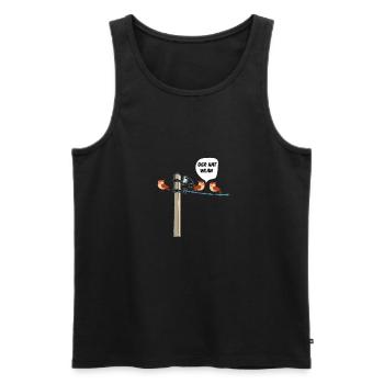 Vögel Spruch Lustig Der Hat WLAN Vogel Spatzen - Männer Premium Bio Tank Top - Schwarz - Vorne - Michal (187cm)