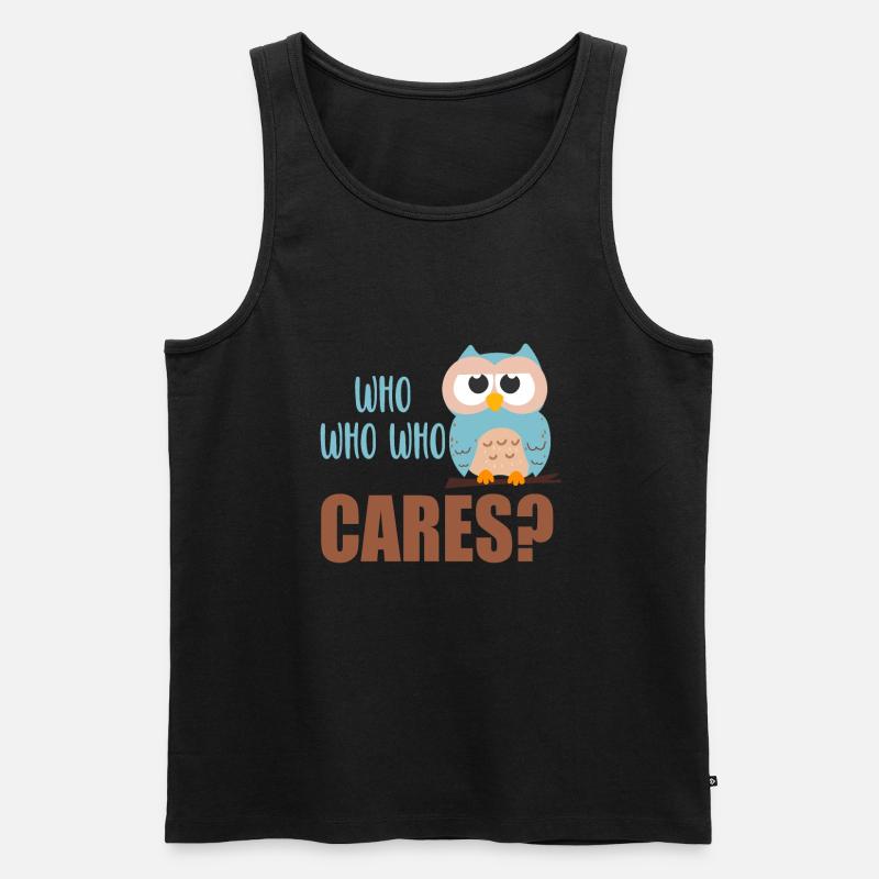 Who cares Eule Uhu Kauz - Männer Premium Bio Tank Top - Schwarz