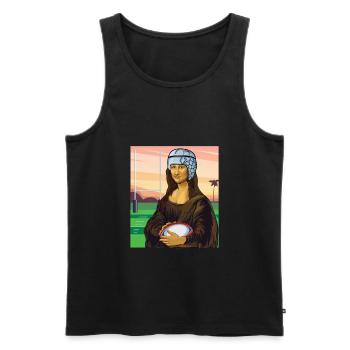 Mona Lisa Rugby Rugger Wear Rugbyspieler Geschenk - Männer Premium Bio Tank Top - Schwarz - Vorne - AI Model Male 178 light (178cm)