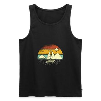 Voilier Vintage Retro Sunset Sunset Sailor Sails - Débardeur bio Premium Homme - noir - Devant - Michal (187cm)