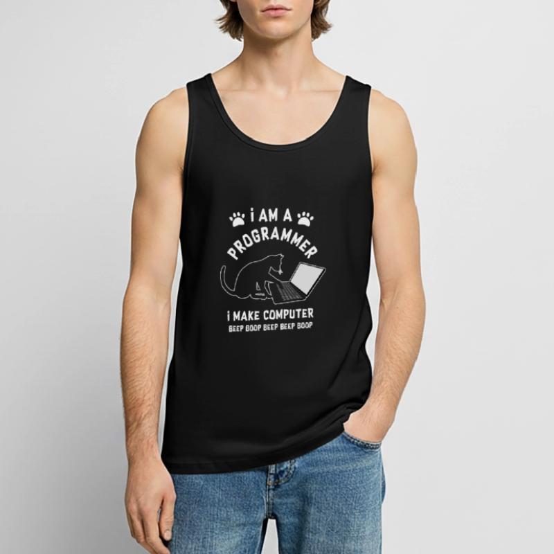 Programmer Cat Programmierer Computer Katze Männer Premium Bio Tank Top