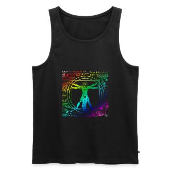 Gay Pride Leonardo Da Vinci Vitruvian Rainbow - Débardeur bio Premium Homme - noir - Devant - AI Model Male 178 light (178cm)