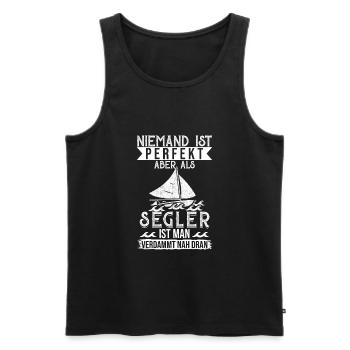 Personne n'est parfait marin voilier skipper - Débardeur bio Premium Homme - noir - Devant - Michal (187cm)