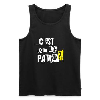 C'est qui le patron ? Cadeau humour et drôle - Débardeur bio Premium Homme - noir - Devant - AI Model Male 178 light (178cm)