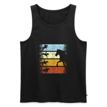 Retro Vintage Pferde Reiter Reitsport Pferd - Männer Premium Bio Tank Top - Schwarz - Vorne - AI Model Male 178 light (178cm)