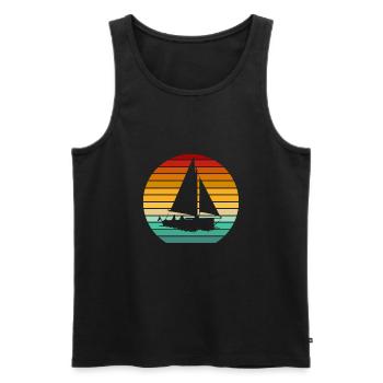 Vintage sailboat sailor sails sailing sailing ship - Men's Premium Organic Tank Top - black - Front - Michal (187cm)