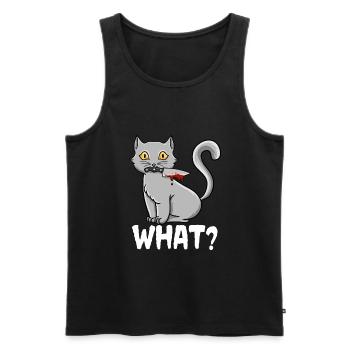 Cat What Funny Black Murderous Cat With Knife - Men's Premium Organic Tank Top - black - Front - Michal (187cm)