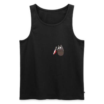 Cat in breast pocket knife Halloween Cat Knife - Men's Premium Organic Tank Top - black - Front - Michal (187cm)
