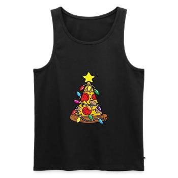Pizza Christbaum Christmas Tree Lights Weihnachts - Männer Premium Bio Tank Top - Schwarz - Vorne - Michal (187cm)