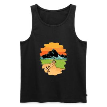 Mountains dog walking dog walk kids dog gift - Men's Premium Organic Tank Top - black - Front - AI Model Male 178 light (178cm)