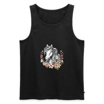 Pferd mit Blumen Mädchen - schönes Pferd - Männer Premium Bio Tank Top - Schwarz - Vorne - AI Model Male 178 light (178cm)
