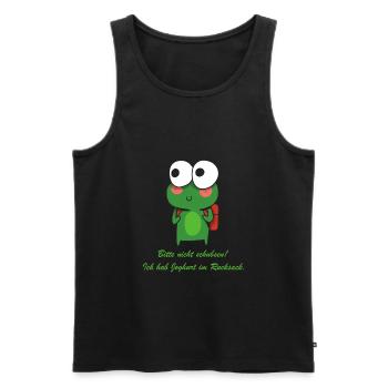 Joghurt im Rucksack Witziger Spruch mit Frosch - Männer Premium Bio Tank Top - Schwarz - Vorne - Michal (187cm)