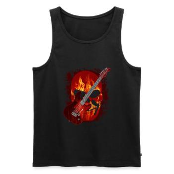 Gitarre, Totenkopf mit Flammen, Feuer - Männer Premium Bio Tank Top - Schwarz - Vorne - AI Model Male 178 light (178cm)