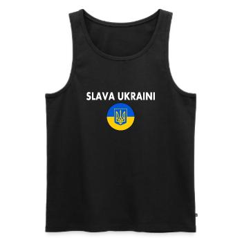 Slava ukraini - Débardeur bio Premium Homme - noir - Devant - AI Model Male 178 light (178cm)