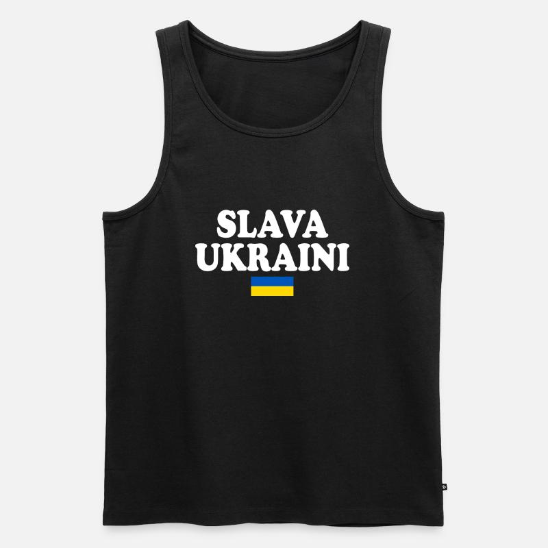 Slava ukraini - Männer Premium Bio Tank Top - Schwarz