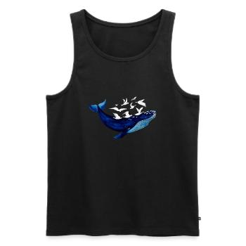 Baleines et mouettes I air et eau - Débardeur bio Premium Homme - noir - Devant - Michal (187cm)