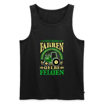Echte Helden Fahren gelbe Felgen Landwirt Traktor - Männer Premium Bio Tank Top - Schwarz - Vorne - Michal (187cm)