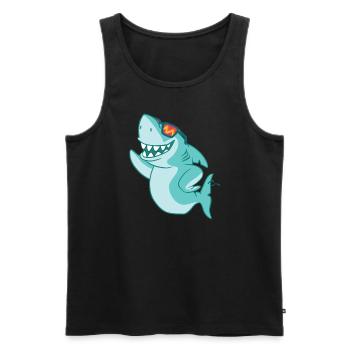 Cooler Hai Mit Sonnenbrille - Männer Premium Bio Tank Top - Schwarz - Vorne - Michal (187cm)