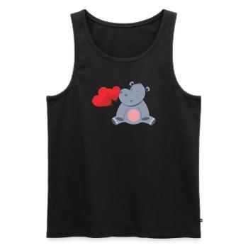 Hippopotame doux - Débardeur bio Premium Homme - noir - Devant - Michal (187cm)