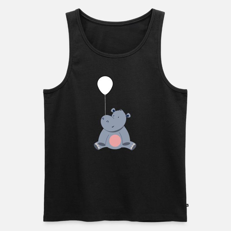 Süsses Flusspferd Mit Ballon - Männer Premium Bio Tank Top - Schwarz