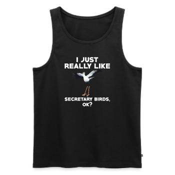 Funny Secretary Bird T-Shirt - Men's Premium Organic Tank Top - black - Front - Michal (187cm)