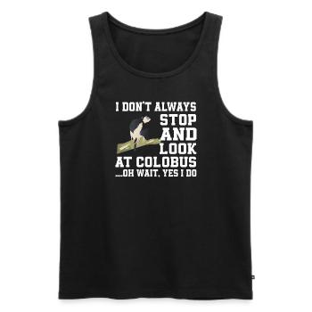 Funny Colobus Monkey Saying - Men's Premium Organic Tank Top - black - Front - Michal (187cm)