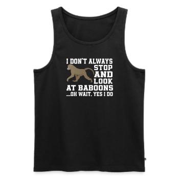 Funny Baboon T-Shirt - Men's Premium Organic Tank Top - black - Front - AI Model Male 178 light (178cm)