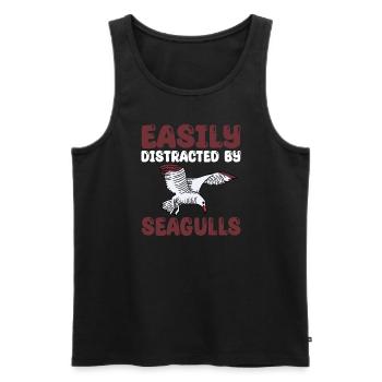 Facilement distrait par les mouettes - Débardeur bio Premium Homme - noir - Devant - Michal (187cm)