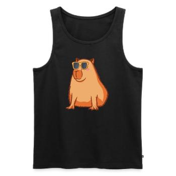 Capybara Mit Sonnenbrille - Männer Premium Bio Tank Top - Schwarz - Vorne - AI Model Male 178 light (178cm)