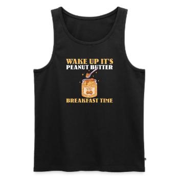 T-shirt petit-déjeuner au beurre de cacahuète - Débardeur bio Premium Homme - noir - Devant - AI Model Male 178 light (178cm)