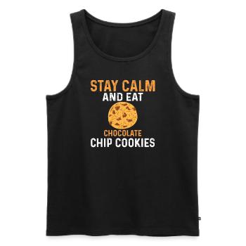 Funny Chocolate Chip Cookie Shirt - Men's Premium Organic Tank Top - black - Front - AI Model Male 178 light (178cm)